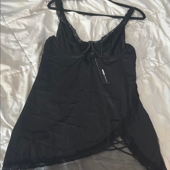 Fashion Nova Black Satin Lace Chemise - Picture 5 of 7